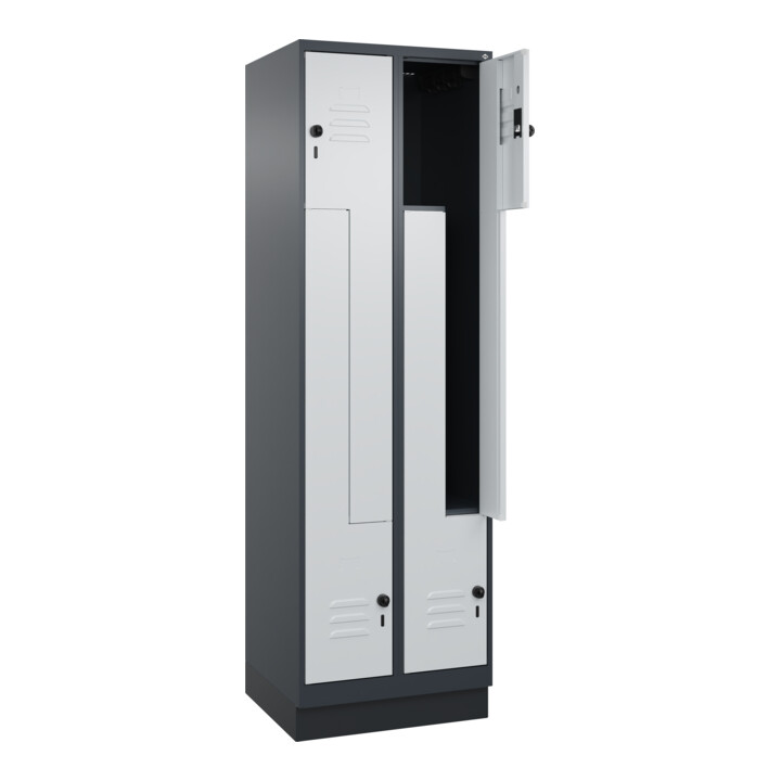 C+P Z-Spind, Classic PLUS, Sockel, 4 Fächer, 1950x600x500mm, 7016/7035 Verschluss Sicherheits-Drehriegel