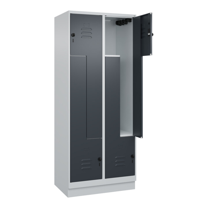 C+P Z-Spind, Classic PLUS, Sockel, 4 Fächer, 1950x800x500mm, 7035/7016 Verschluss Sicherheits-Drehriegel