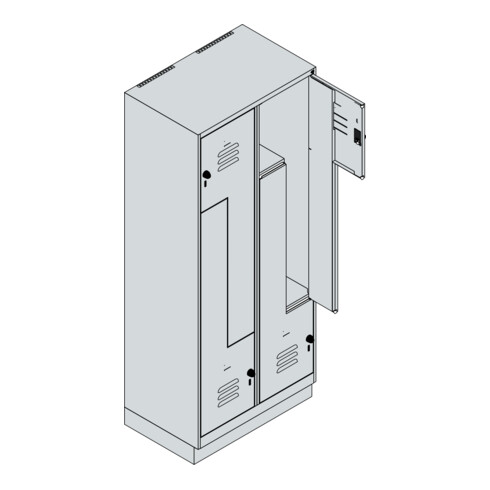C+P Z-Spind, Classic PLUS, Sockel, 4 Fächer, 1950x800x500mm, 7035/7016 Verschluss Zylinderschloss