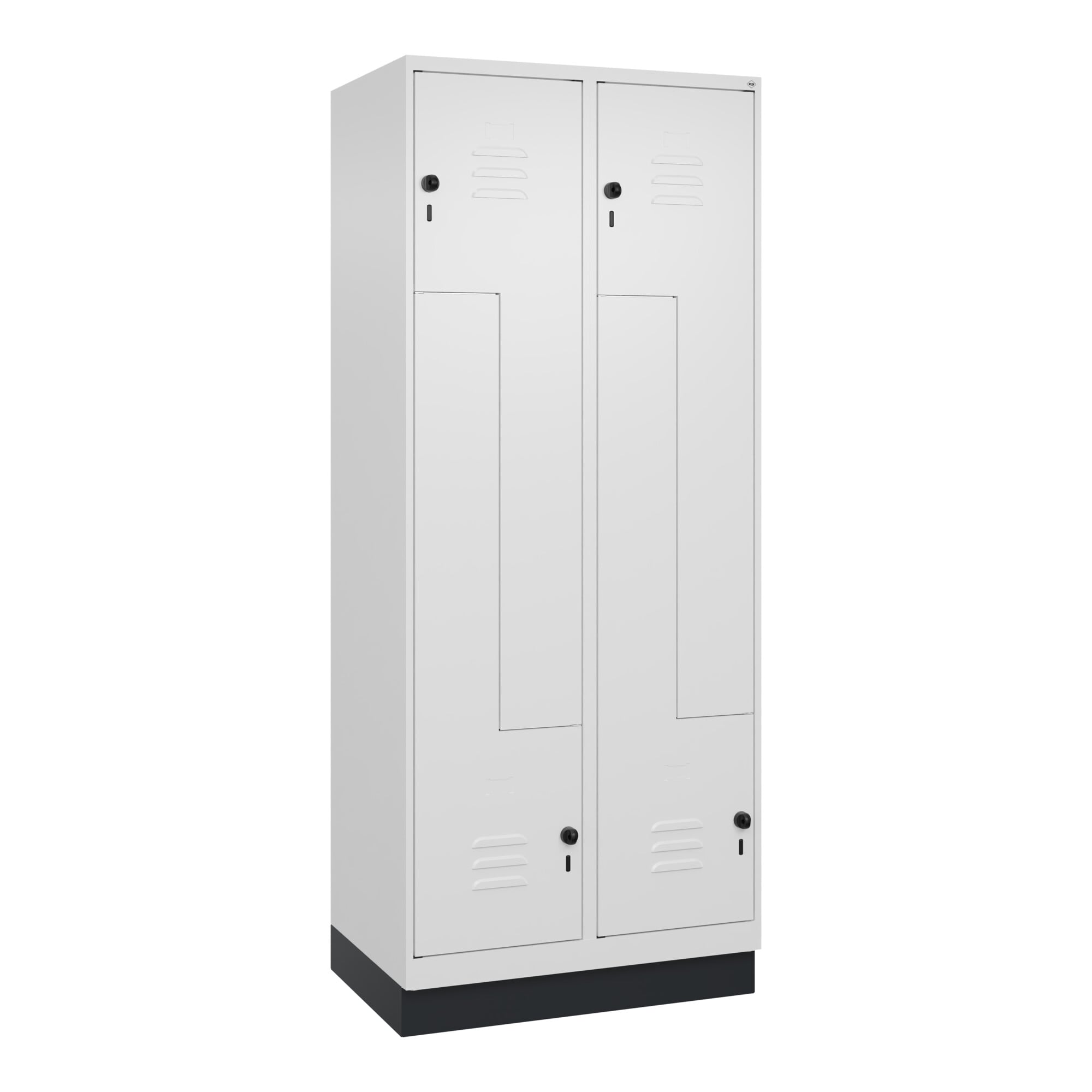 C+P Z-Spind, Classic PLUS, Sockel, 4 Fächer, 1950x800x500mm, 9016/9016 Verschluss Sicherheits-Drehriegel ; C + P Möbelsysteme