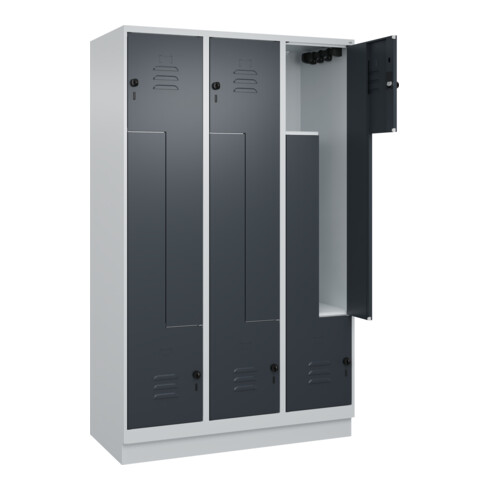 C+P Z-Spind, Classic PLUS, Sockel, 6 Fächer, 1950x1200x500mm, 7035/7016 Verschluss Sicherheits-Drehriegel