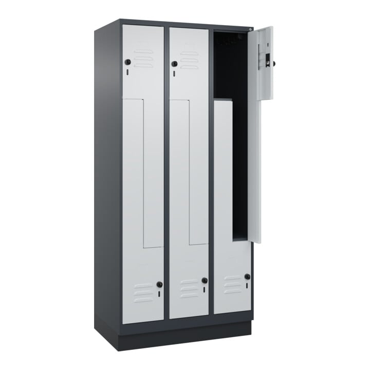C+P Z-Spind, Classic PLUS, Sockel, 6 Fächer, 1950x900x500mm, 7016/7035 Verschluss Sicherheits-Drehriegel
