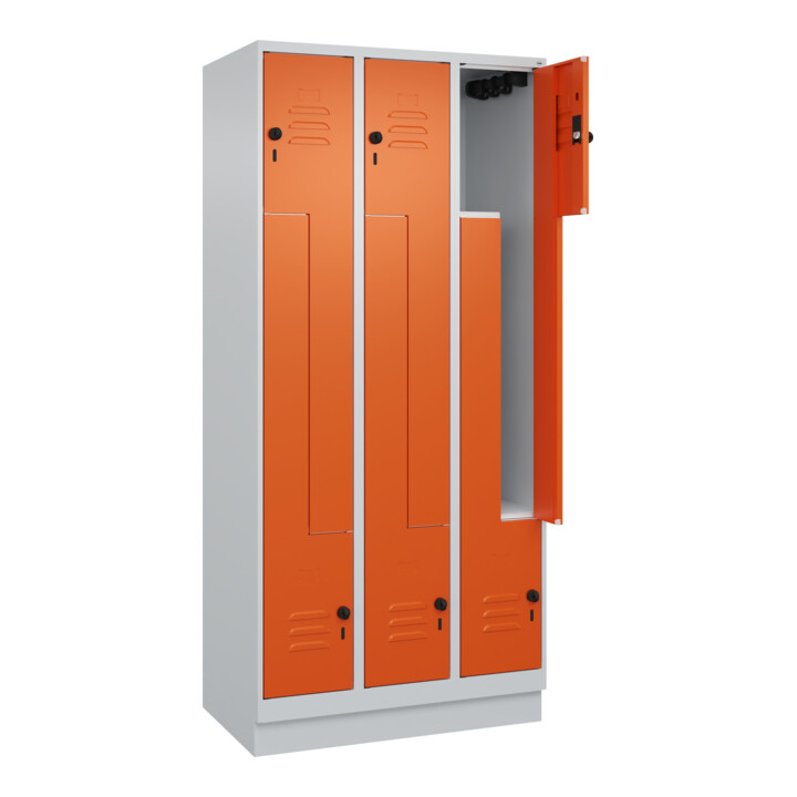 C+P Z-Spind, Classic PLUS, Sockel, 6 Fächer, 1950x900x500mm, 7035/2004 Verschluss Sicherheits-Drehriegel