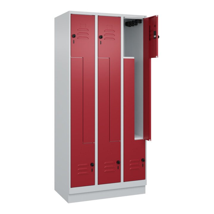 C+P Z-Spind, Classic PLUS, Sockel, 6 Fächer, 1950x900x500mm, 7035/3003 Verschluss Sicherheits-Drehriegel