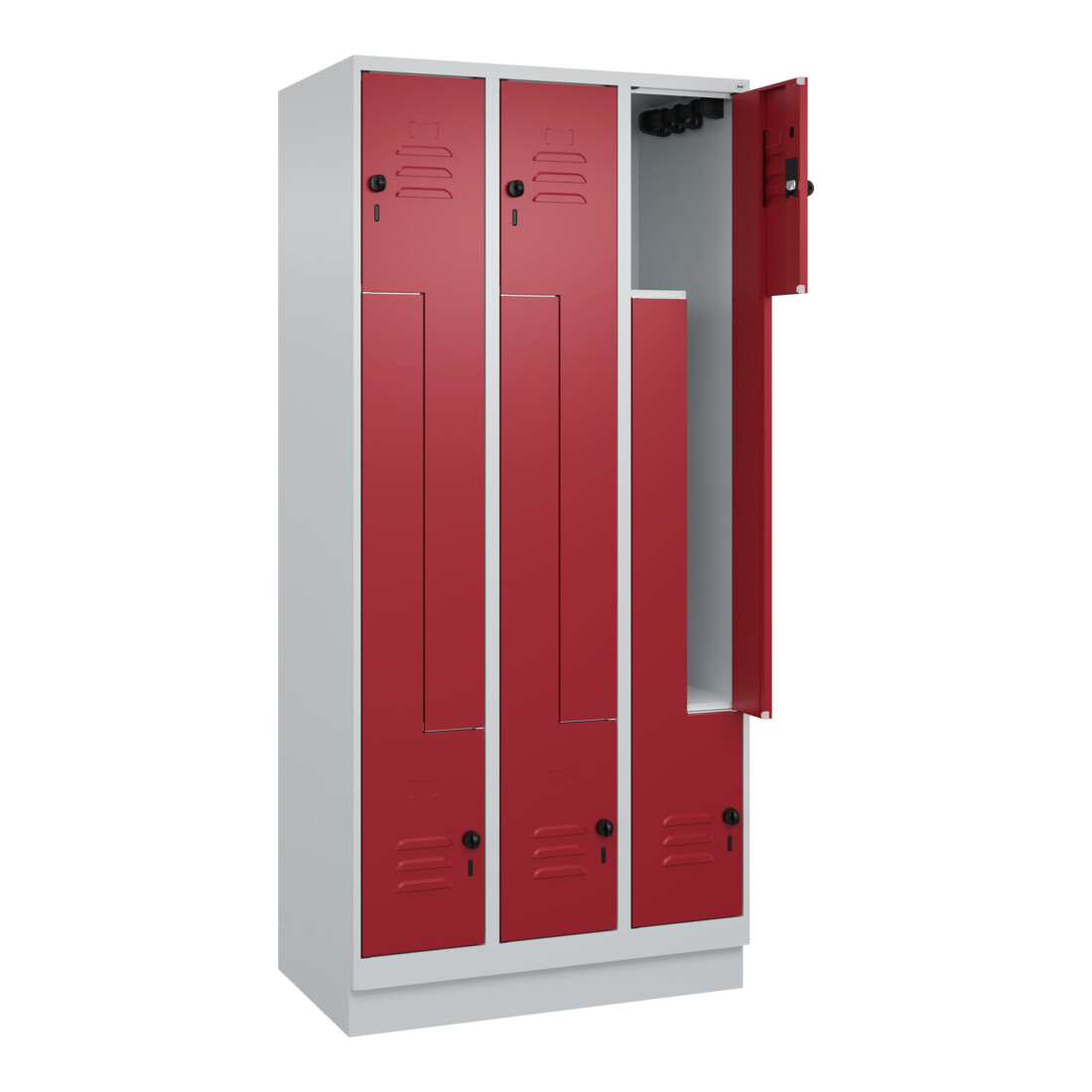 C+P Z-Spind, Classic PLUS, Sockel, 6 Fächer, 1950x900x500mm, 7035/3003 Verschluss Sicherheits-Drehriegel