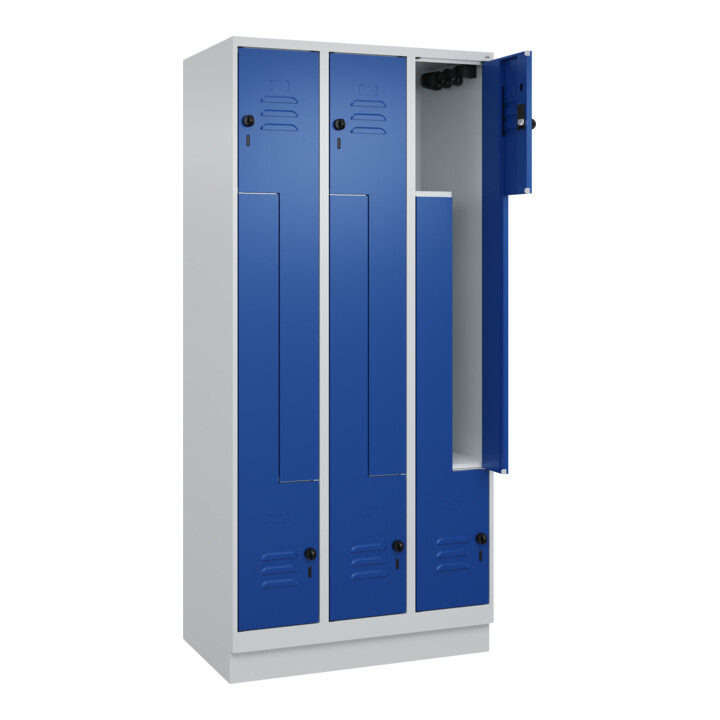 C+P Z-Spind, Classic PLUS, Sockel, 6 Fächer, 1950x900x500mm, 7035/5010 Verschluss Sicherheits-Drehriegel