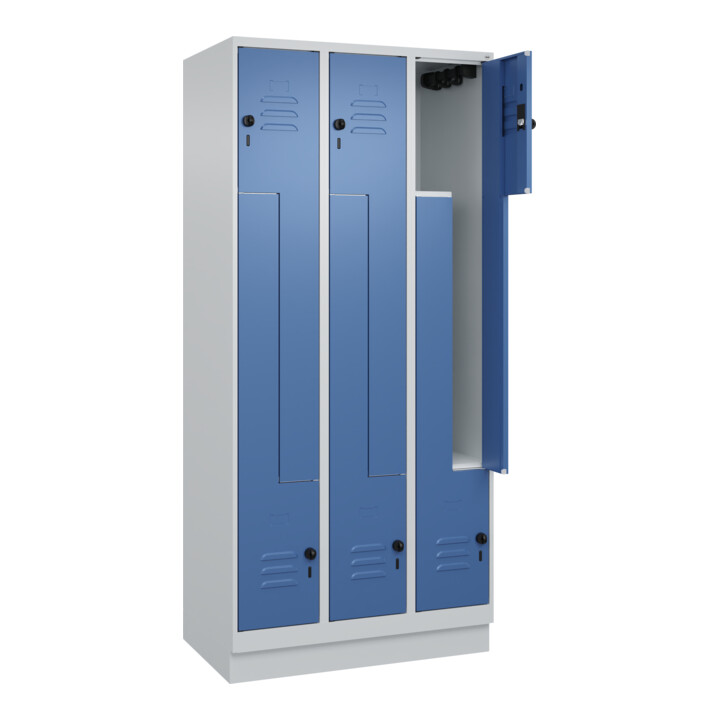 C+P Z-Spind, Classic PLUS, Sockel, 6 Fächer, 1950x900x500mm, 7035/5023 Verschluss Sicherheits-Drehriegel