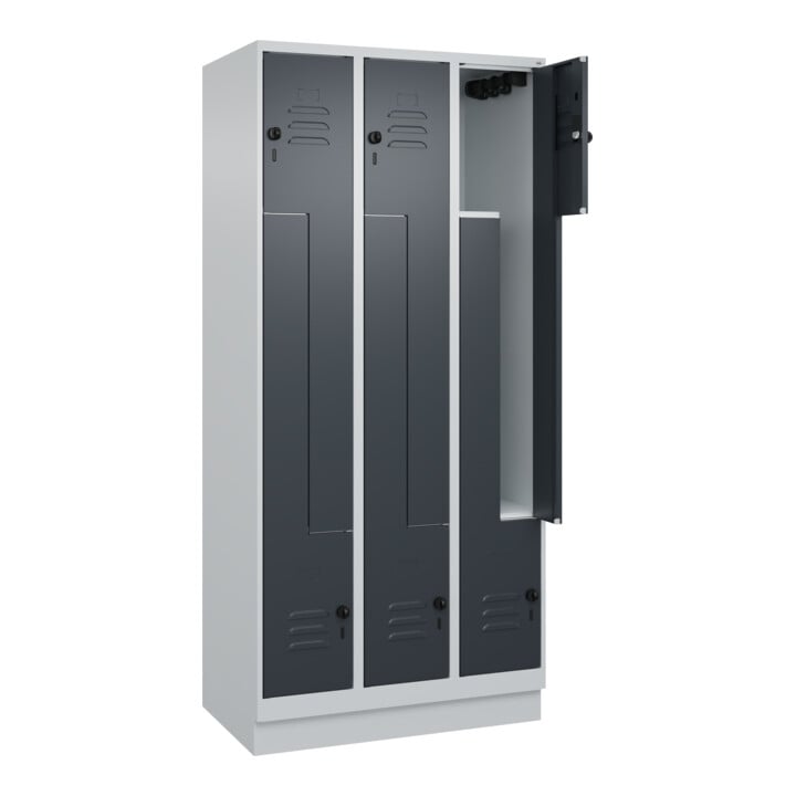 C+P Z-Spind, Classic PLUS, Sockel, 6 Fächer, 1950x900x500mm, 7035/7016 Verschluss Sicherheits-Drehriegel
