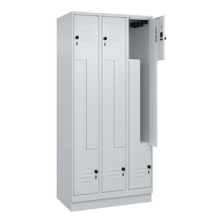 C+P Z-Spind, Classic PLUS, Sockel, 6 Fächer, 1950x900x500mm, 7035/7035 Verschluss Sicherheits-Drehriegel