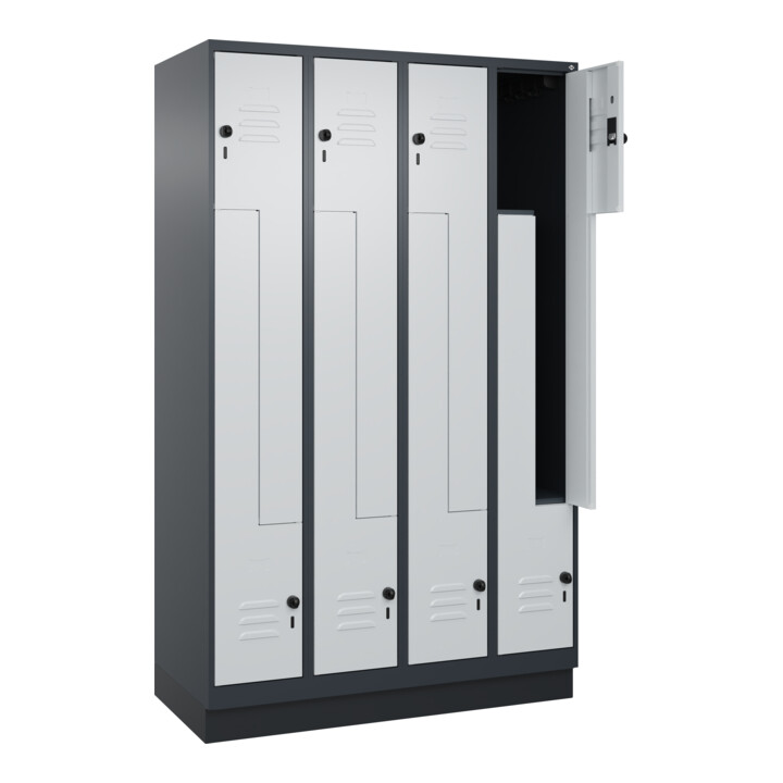 C+P Z-Spind, Classic PLUS, Sockel, 8 Fächer, 1950x1200x500mm, 7016/7035 Verschluss Sicherheits-Drehriegel