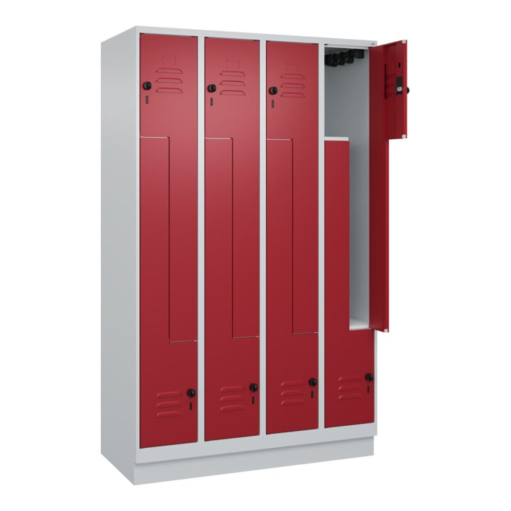 C+P Z-Spind, Classic PLUS, Sockel, 8 Fächer, 1950x1200x500mm, 7035/3003 Verschluss Sicherheits-Drehriegel