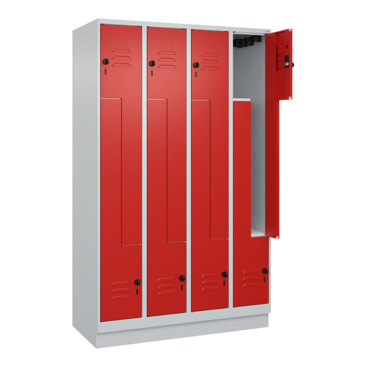 C+P Z-Spind, Classic PLUS, Sockel, 8 Fächer, 1950x1200x500mm, 7035/3020 Verschluss Sicherheits-Drehriegel