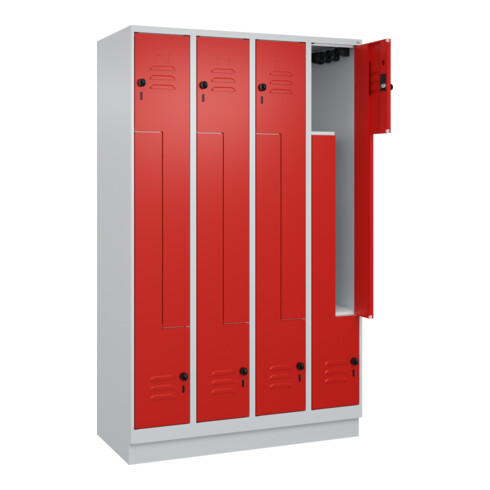 C+P Z-Spind, Classic PLUS, Sockel, 8 Fächer, 1950x1200x500mm, 7035/3020 Verschluss Sicherheits-Drehriegel