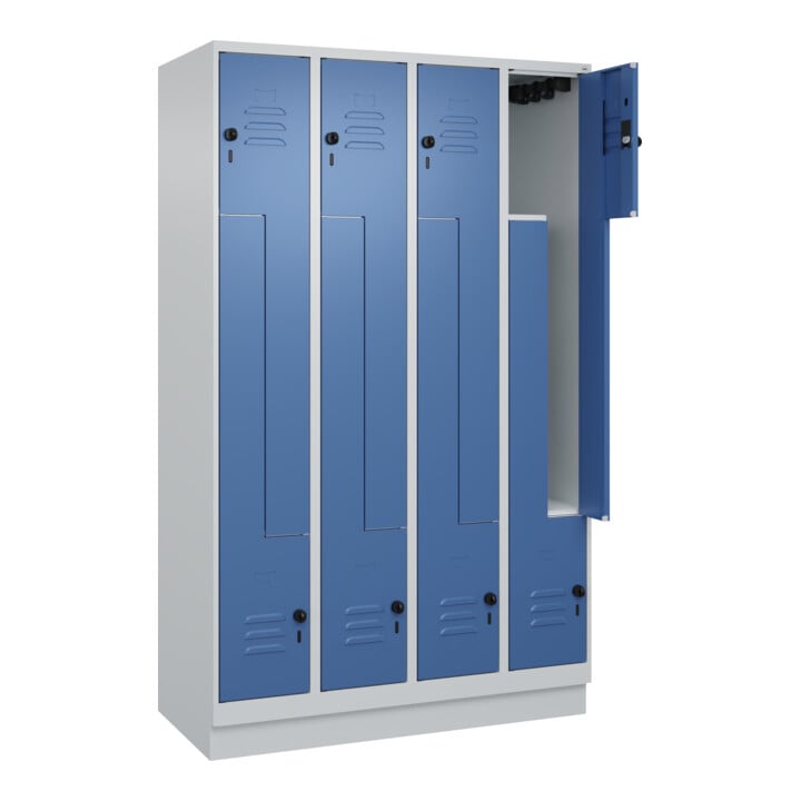 C+P Z-Spind, Classic PLUS, Sockel, 8 Fächer, 1950x1200x500mm, 7035/5023 Verschluss Sicherheits-Drehriegel