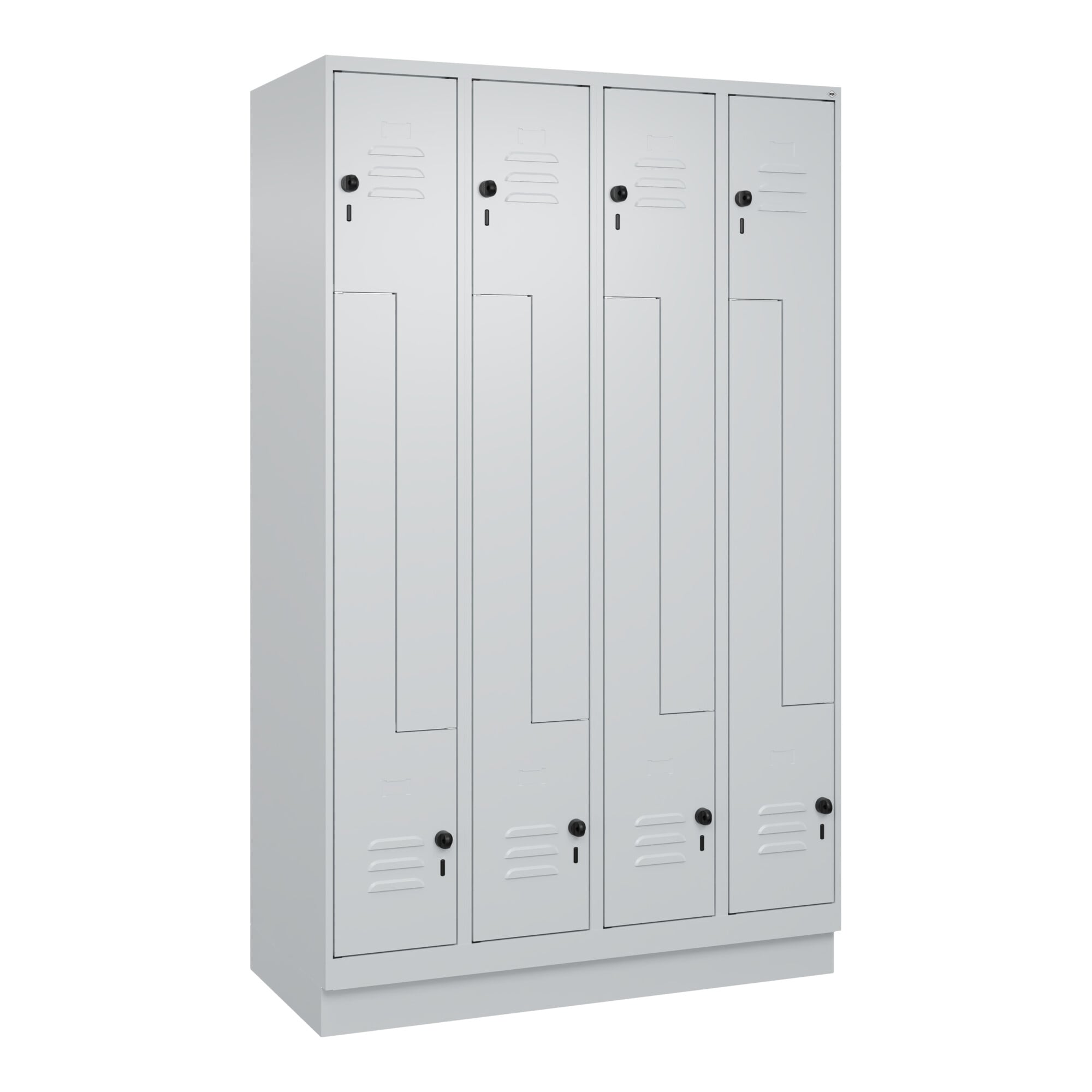 C+P Z-Spind, Classic PLUS, Sockel, 8 Fächer, 1950x1200x500mm, 7035/7035 Verschluss Sicherheits-Drehriegel ; C + P Möbelsysteme
