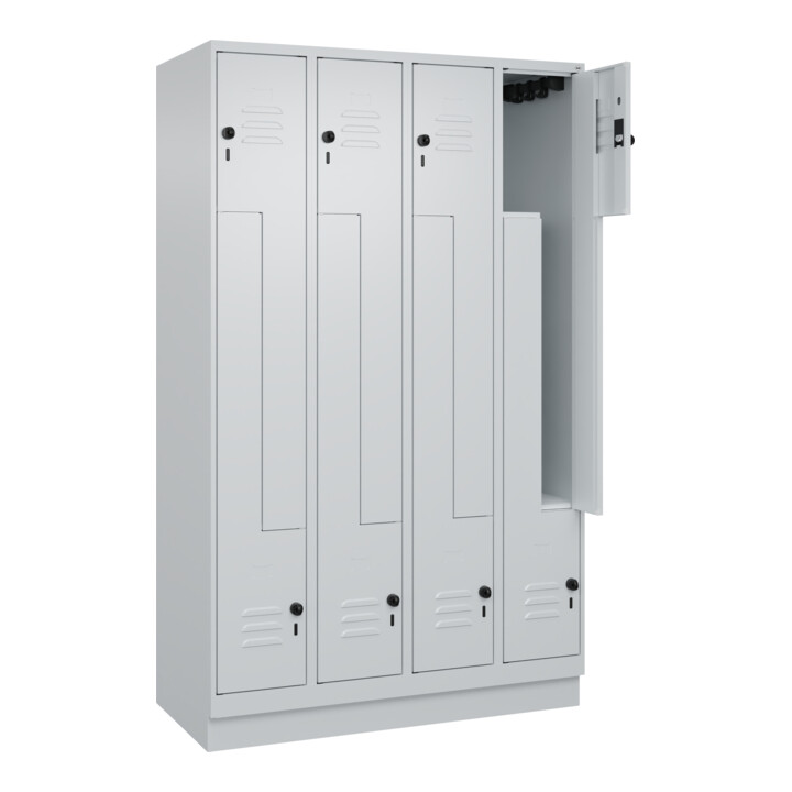 C+P Z-Spind, Classic PLUS, Sockel, 8 Fächer, 1950x1200x500mm, 7035/7035 Verschluss Sicherheits-Drehriegel