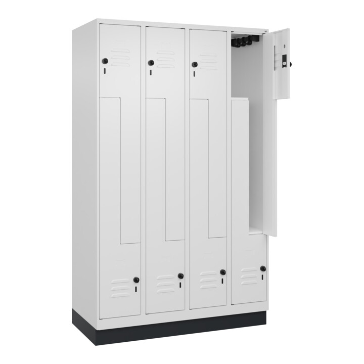 C+P Z-Spind, Classic PLUS, Sockel, 8 Fächer, 1950x1200x500mm, 9016/9016 Verschluss Sicherheits-Drehriegel