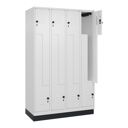 C+P Z-Spind, Classic PLUS, Sockel, 8 Fächer, 1950x1200x500mm, 9016/9016 Verschluss Sicherheits-Drehriegel