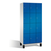 Armoire Cambio C+P avec étagères sur pieds 12 étagères Façade Gentiane bleu corps Gris clair