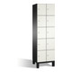 Armoire Cambio C+P avec étagères sur pieds 10 étagères Façade Blanc pur corps Noir gris-1
