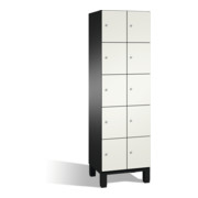 Armoire Cambio C+P avec étagères sur pieds 10 étagères Façade Blanc pur corps Noir gris-1
