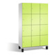 Cabinet Cambio C+P sur pieds, 12 compartiments, H1980xL1200xP525mm avant Viridian vert corps gris clair-1