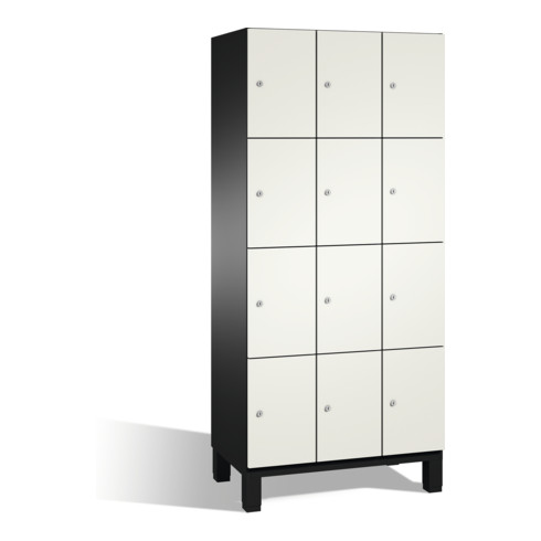 C+P Cabinet Cambio sur pieds 12 compartiments Avant Blanc pur corps Noir gris