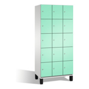 Armoire Cambio C+P avec étagères sur pieds 15 étagères Avant vert clair Corps gris clair-1
