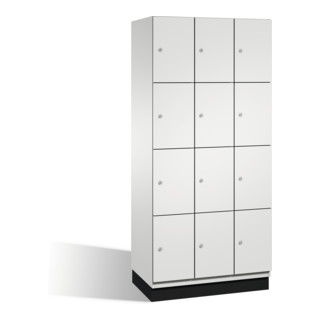 Armoire Cambio C+P avec étagères sur socle 12 étagères avant gris clair corps gris clair gris clair
