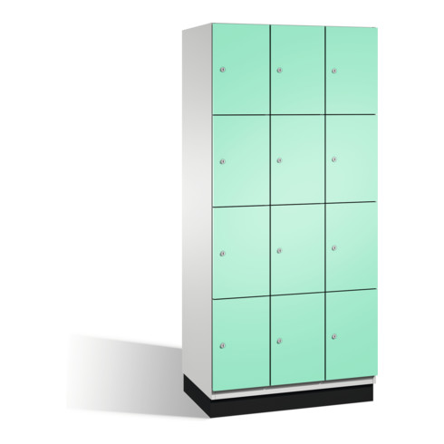 Armoire Cambio C+P sur socle 12 compartiments avant corps vert clair corps gris clair