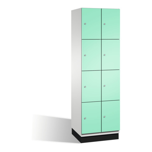 Armoire Cambio C+P avec étagères sur 8 étagères de base à l'avant corps vert clair corps gris clair