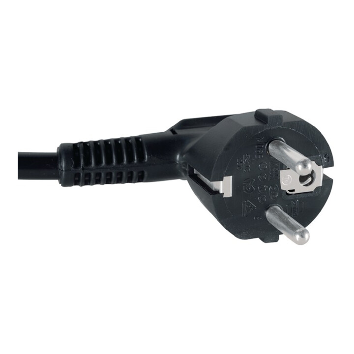 Câble de raccordement H05VV-F 3x1,5 mm² 3m avec fiche coudée noire pour intérieur