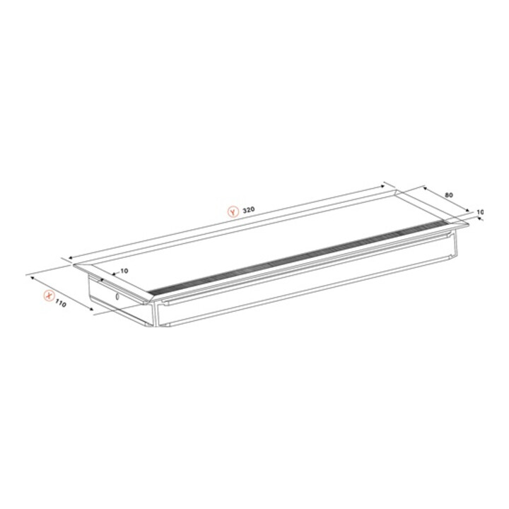 Câble de sortie G14S Alu.argent elox.L.110mm B.320mm