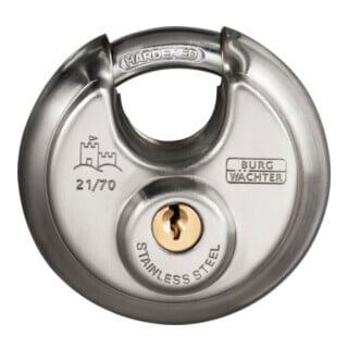 Cadenas à cylindre Burg-Wächter 21 70 Corps L 70 mm VA à ferm. différ.