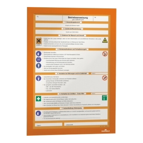 Cadre magnétique DIN A4 orange film verso autocollant 2 pces/VE DURABLE