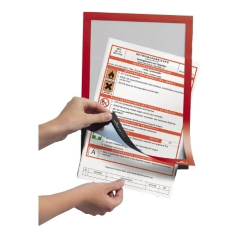 Cadre magnétique DIN A4 rouge film verso autocollant 2 pces/VE DURABLE