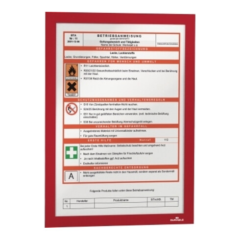 Cadre magnétique DIN A4 rouge film verso autocollant 2 pces/VE DURABLE