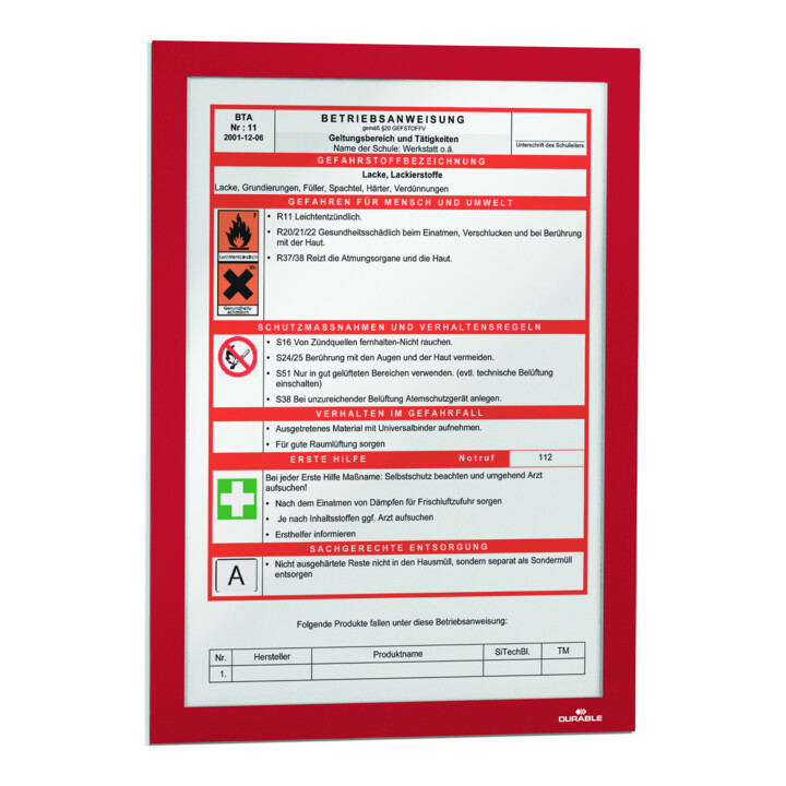 Cadres magnétiques durables DURAFRAME A4 - emballage en vrac rouge
