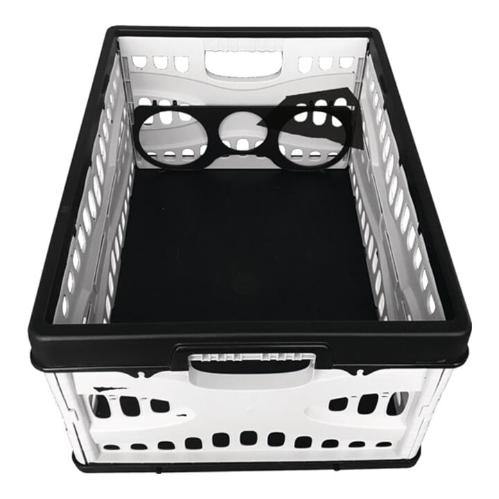 Cagette pliable L485xl345xH230mm contenu 35 l avec 2 poignées et porte-bouteille
