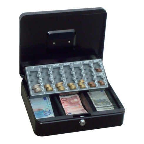 Caisse à monnaie noire Euroein., 300×240×90 P