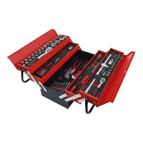 Caisse à outils métallique avec assortiment d’outils 86 pièces BGS