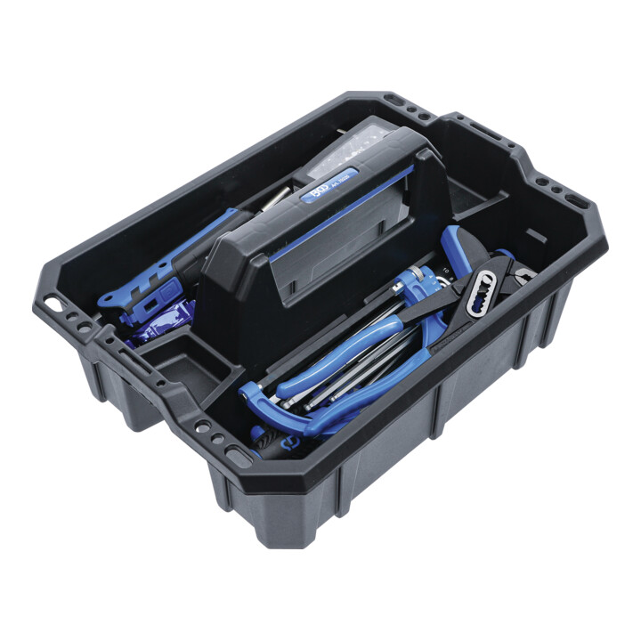 Caisse porte-outils matière plastique avec assortiment d’outils 66 pièces BGS