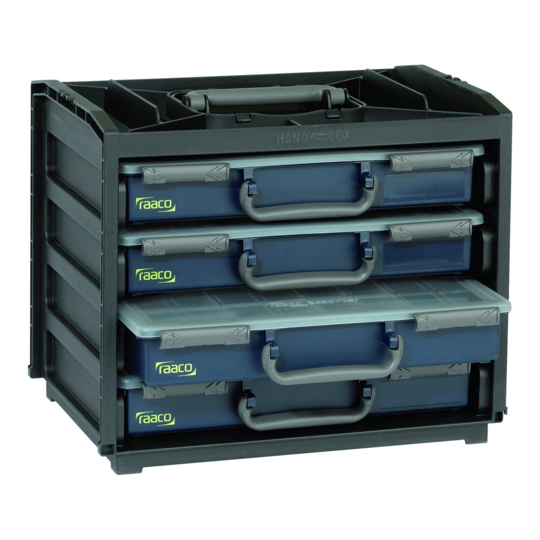 Caisson de transport en polypropylène équipé de 4 mallettes Assorter