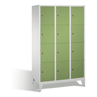 Caisson de ventilation C+P Classic sur pieds 12 compartiments Façade Corps vert Reseda corps gris clair