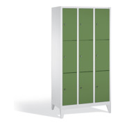 Caisson de ventilation C+P Classic sur pieds, 9 compartiments, H1850xL900xP500mm Façade Reseda vert corps gris clair-1