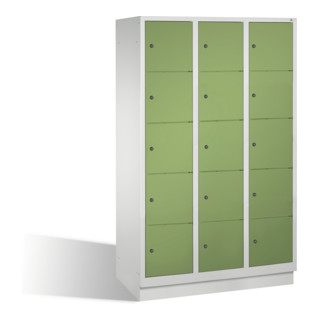 Armoire C+P Classic sur socle 15 étagères Façade Reseda vert Vert clair Corps gris clair