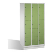 Armoire C+P Classic sur socle 15 étagères Façade Reseda vert Vert clair Corps gris clair-1