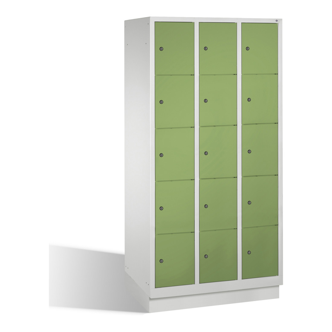Armoire C+P Classic sur socle 15 étagères Façade Reseda vert Vert clair Corps gris clair