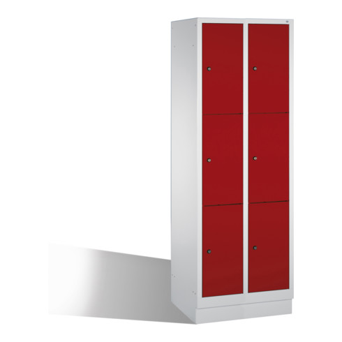 caisson de ventilation C+P Classic sur socle, 6 compartiments, H1800xL610xP500mm façade rouge rubis corps gris clair