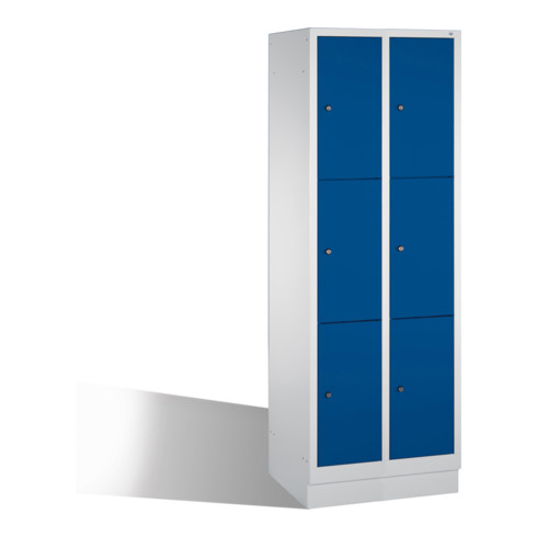 caisson de ventilation C+P Classic sur socle, 6 étagères, H1800xL610xP500mm façade bleu gentiane corps gris clair
